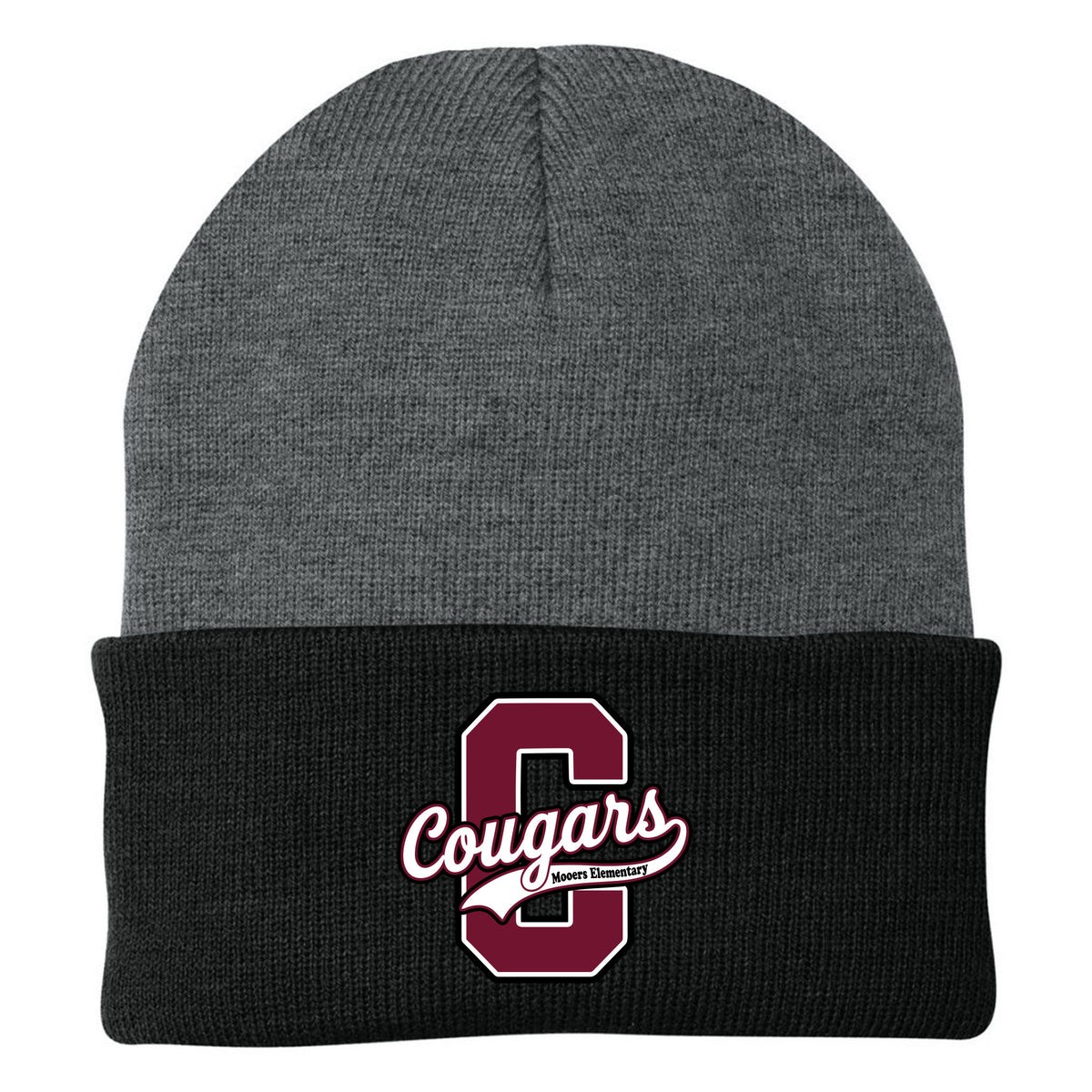 Cobras Teacher Knit Beanie — Athletic Oxford/ Black, C Logo, front