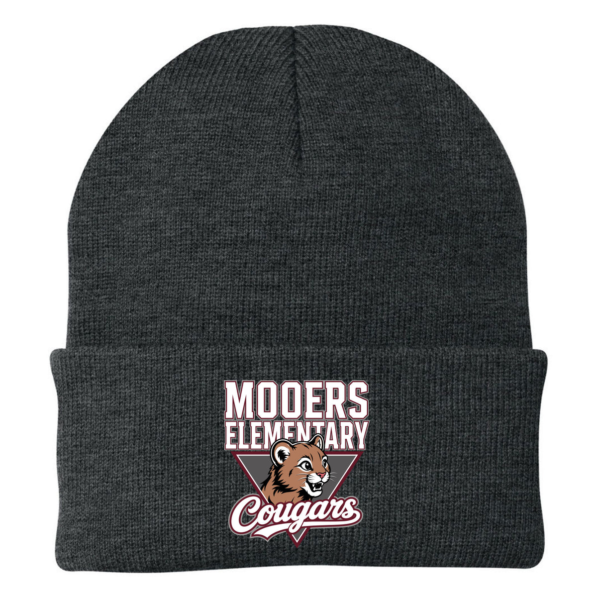 Cobras Teacher Knit Beanie — Charcoal Heather, Logo 2, front