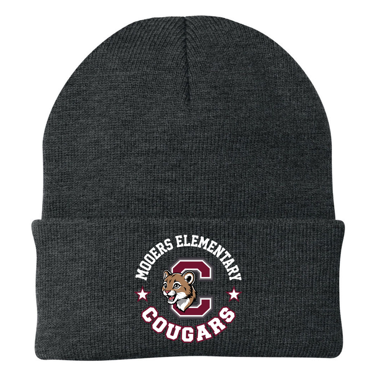 Cobras Teacher Knit Beanie — Charcoal Heather, Logo 1, front