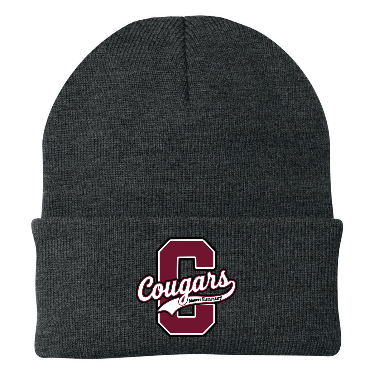 Cobras Teacher Knit Beanie — Charcoal Heather, C Logo, front