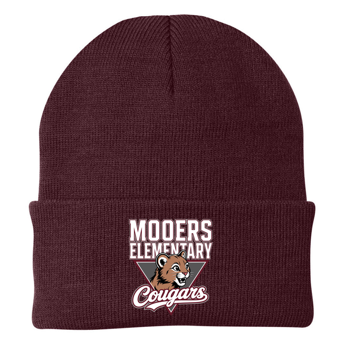 Cobras Teacher Knit Beanie — Maroon, Logo 2, front