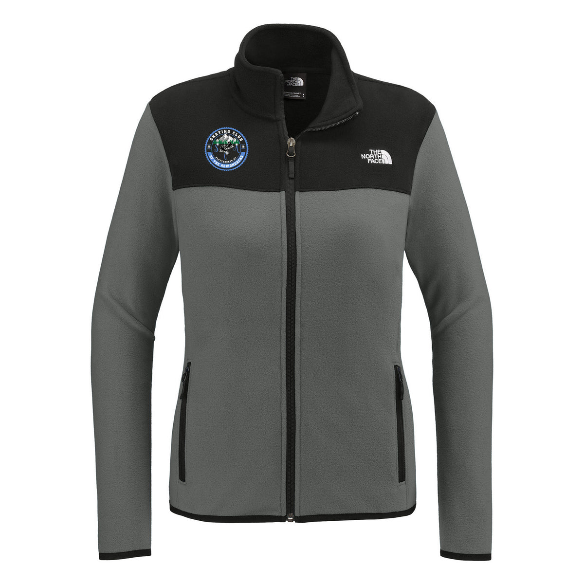 The North Face Women's Glacier Full-Zip Fleece Jacket — Asphalt Grey/ TNF Black, Logo 1, front