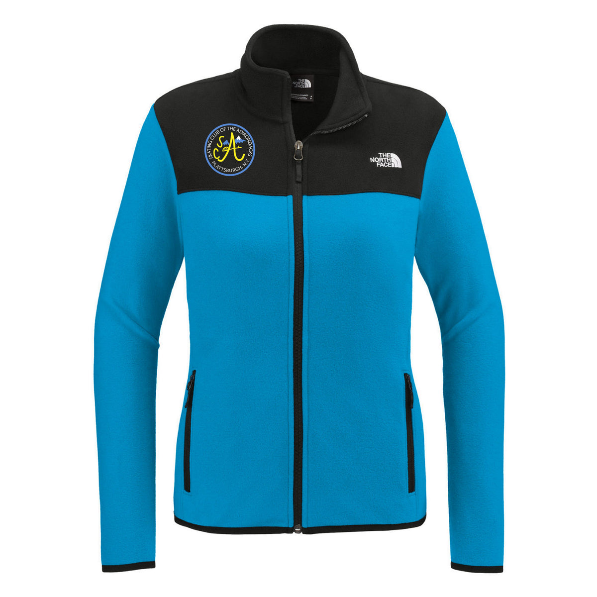 The North Face Women's Glacier Full-Zip Fleece Jacket — Hero Blue/ TNF Black, Logo 2, front
