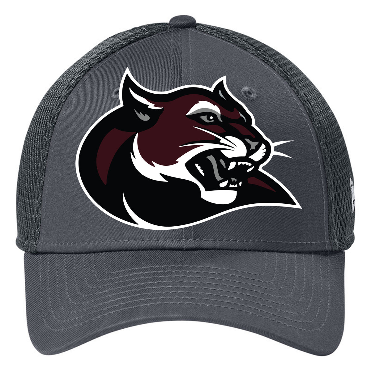 New Era - Stretch Mesh Cap — Flag Charcoal/ Charcoal, Logo 2, front