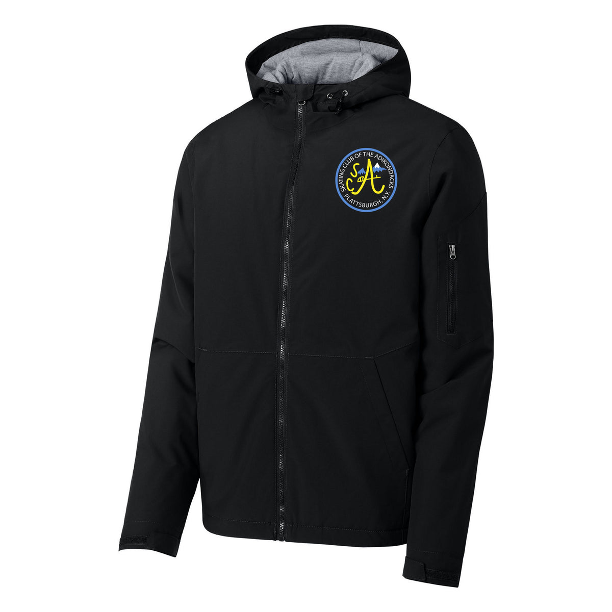 Sport-Tek Waterproof Insulated Jacket — Black, Logo 2, front