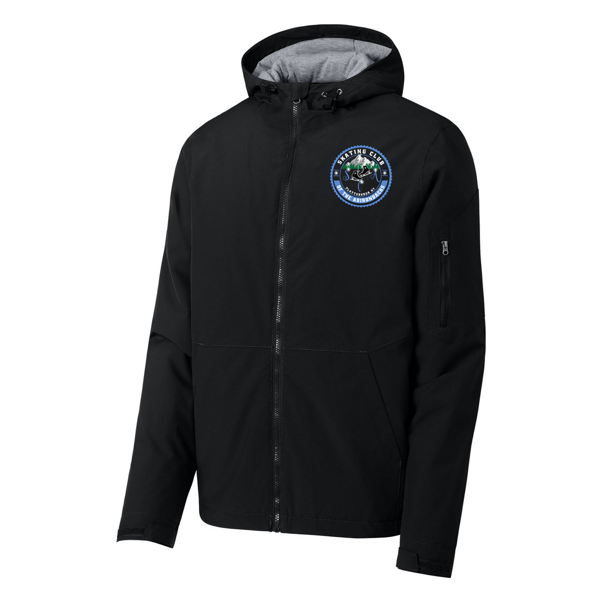 Sport-Tek Waterproof Insulated Jacket — Black, Logo 1, front