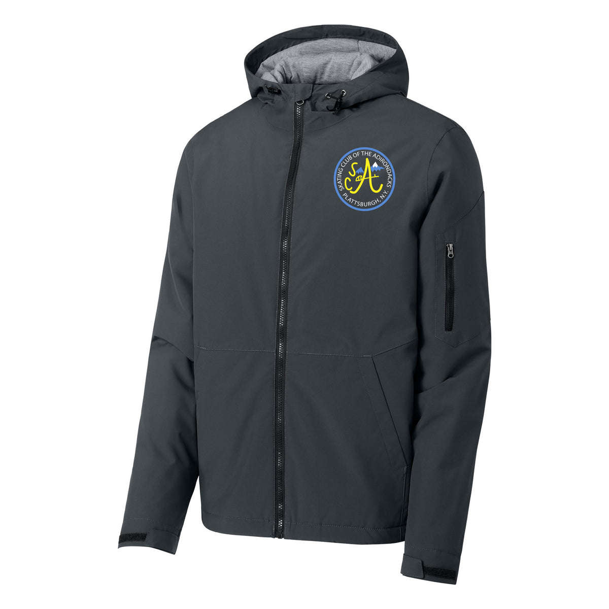 Sport-Tek Waterproof Insulated Jacket — Graphite, Logo 2, front