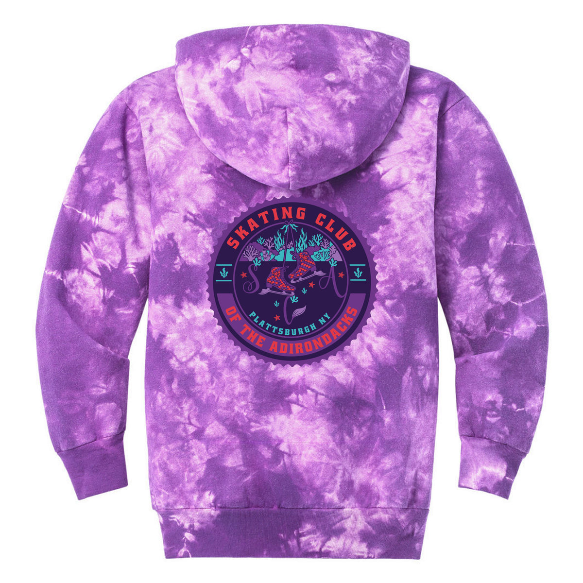 Youth Crystal Tie-Dye Pullover Hoodie — Purple, back