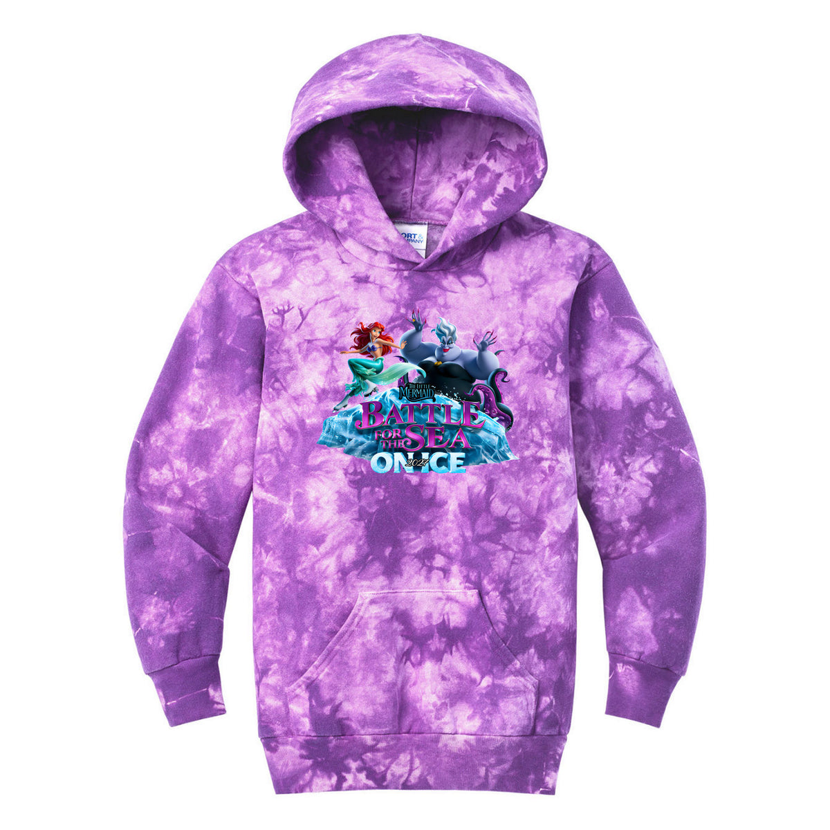 Youth Crystal Tie-Dye Pullover Hoodie — Purple, front