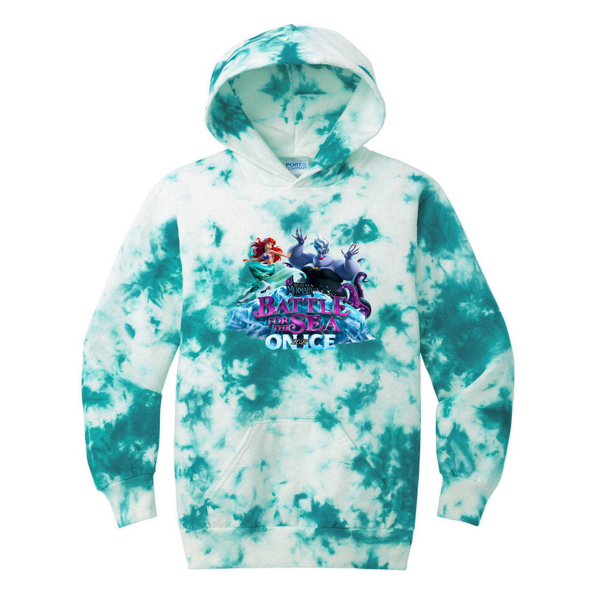 Youth Crystal Tie-Dye Pullover Hoodie — Teal, front
