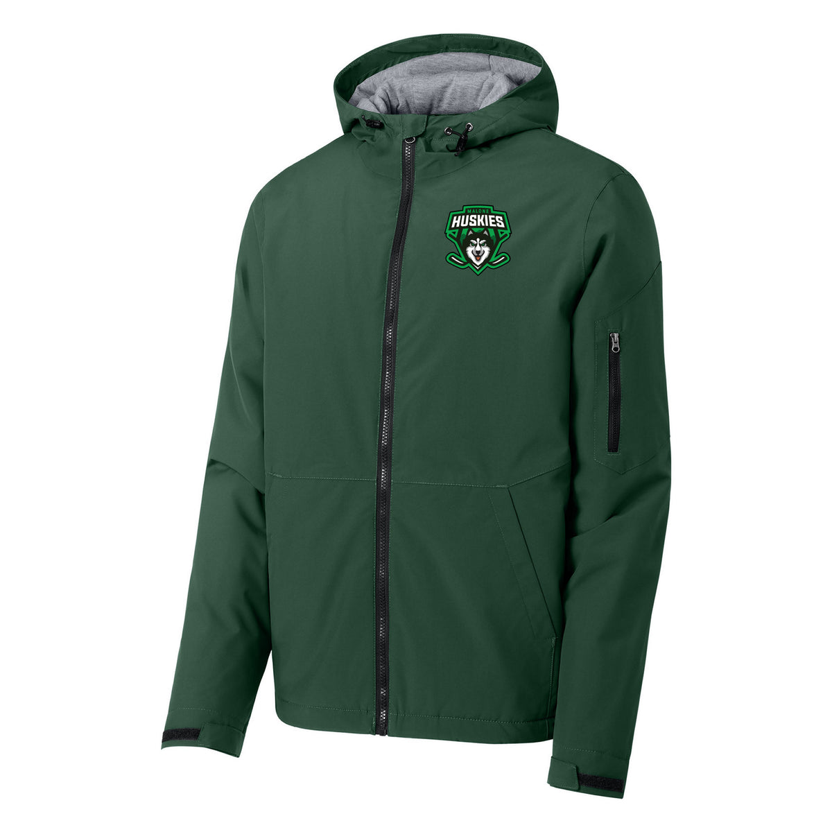 Embroidered Sport-Tek Waterproof Insulated Jacket — Forest Green, front