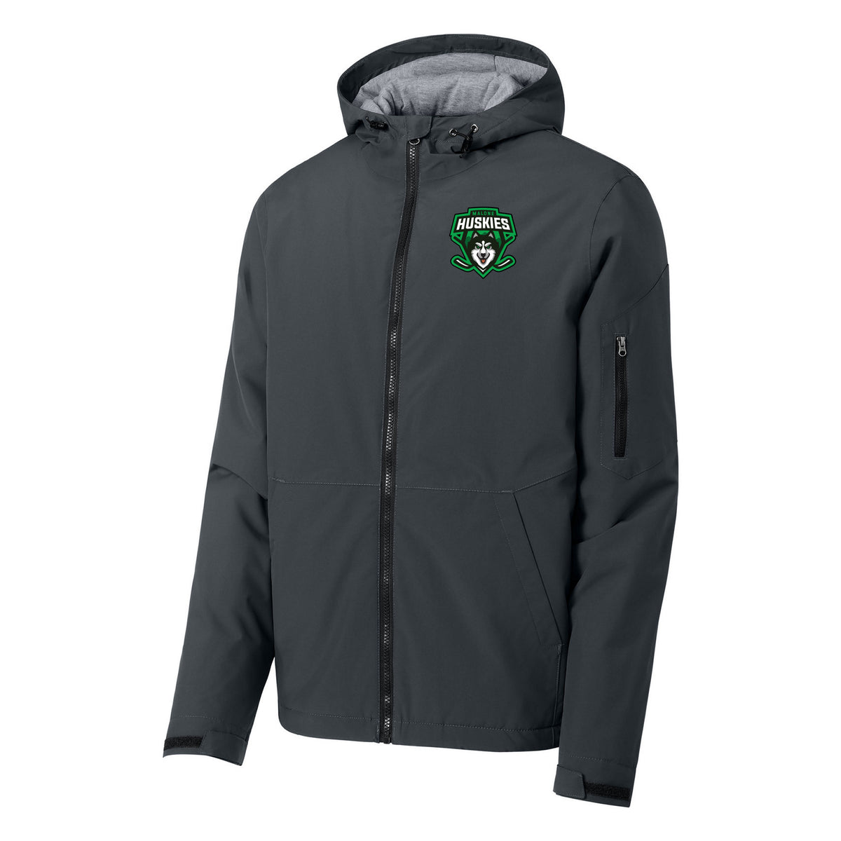 Embroidered Sport-Tek Waterproof Insulated Jacket — Graphite, front