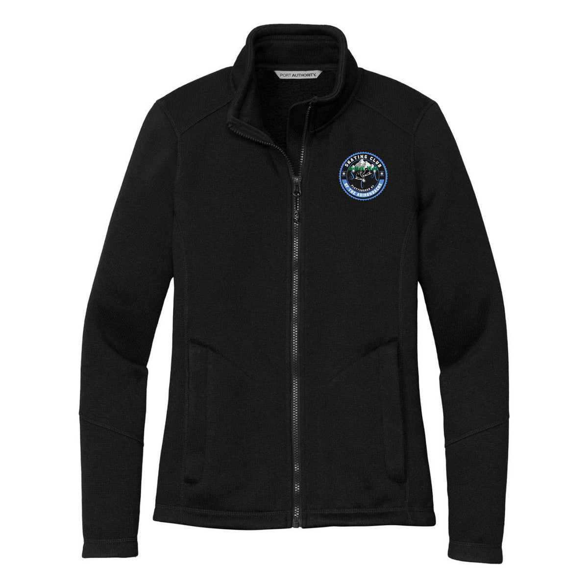 Port Authority Women's Arc Sweater Fleece Jacket — Deep Black, Logo 1, front