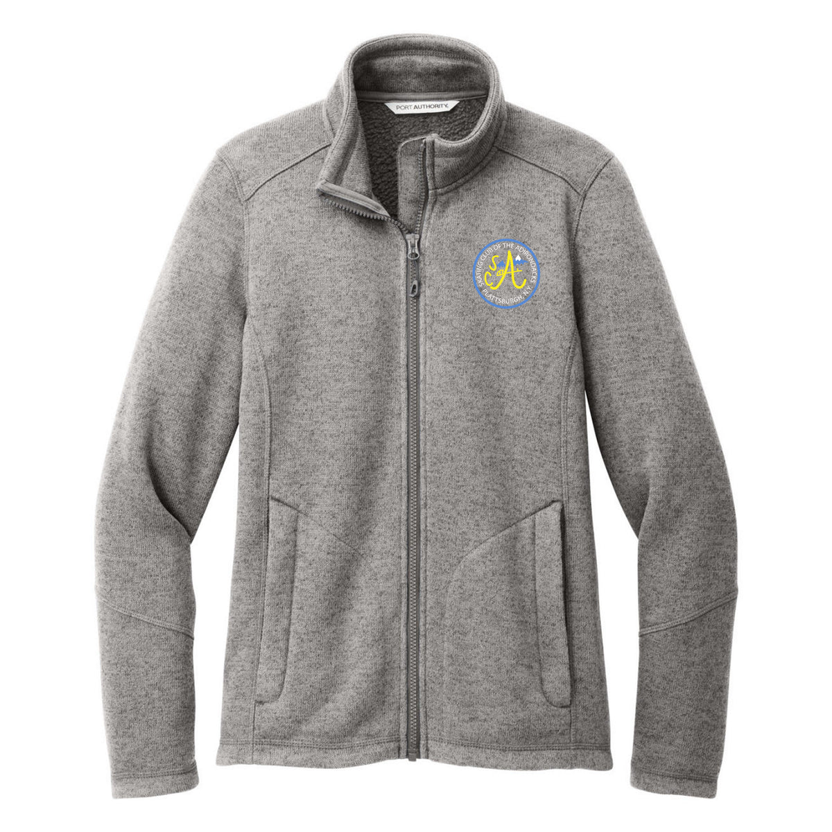 Port Authority Women's Arc Sweater Fleece Jacket — Deep Smoke Heather, Logo 2, front