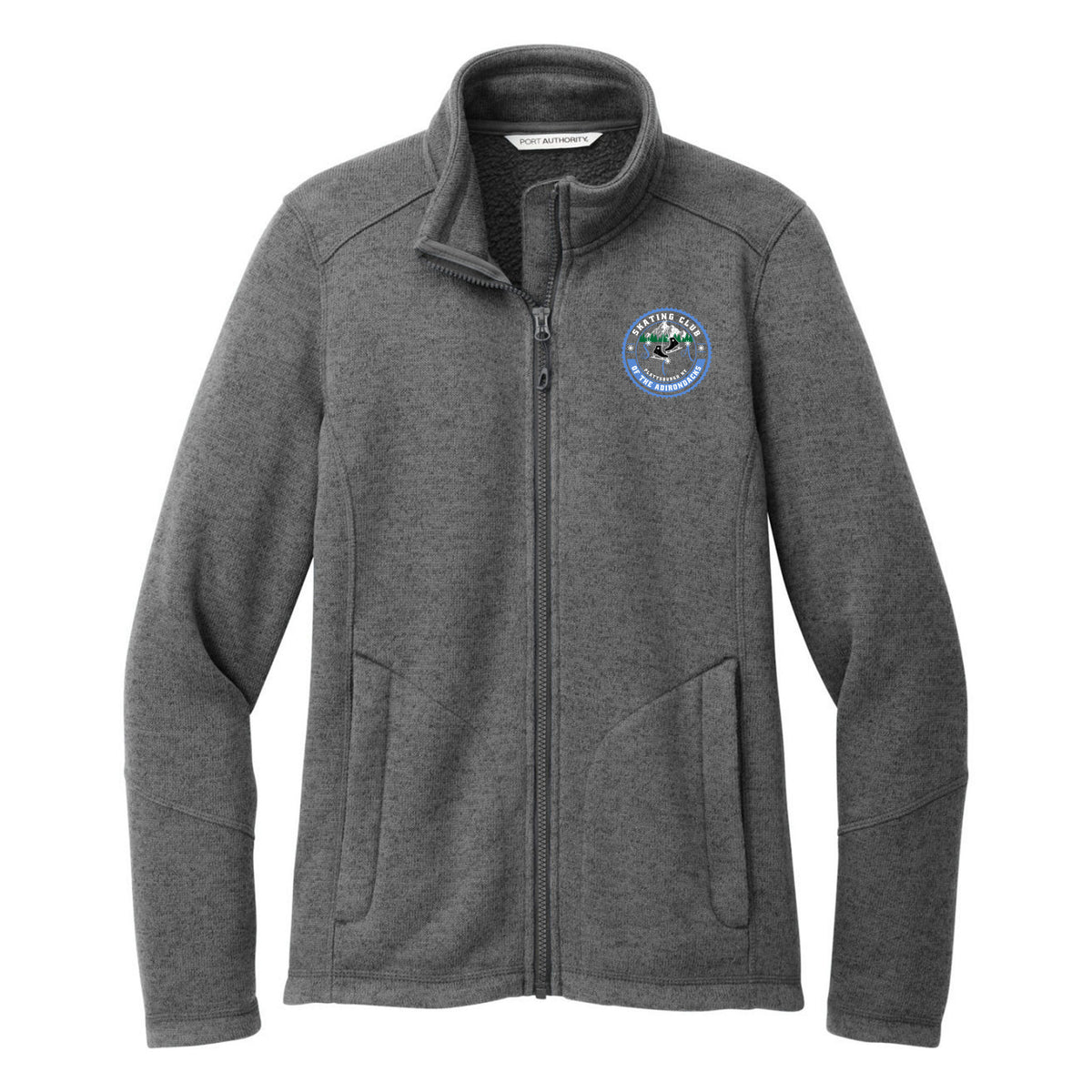 Port Authority Women's Arc Sweater Fleece Jacket — Grey Smoke Heather, Logo 1, front